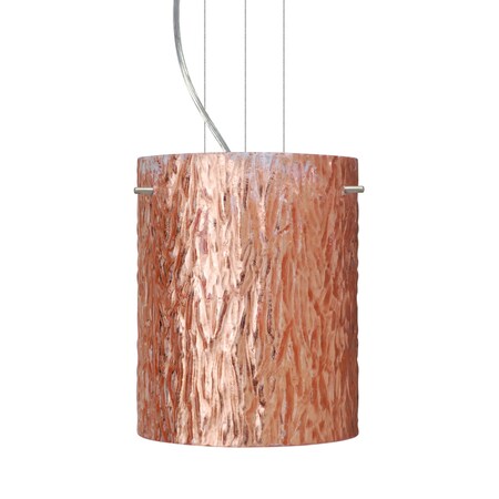 Besa Lighting Tamburo 8 Cable Pendant, Stone Copper Foil, Satin Nickel Finish, 1x100W Incandescent 1KG-4006CS-SN